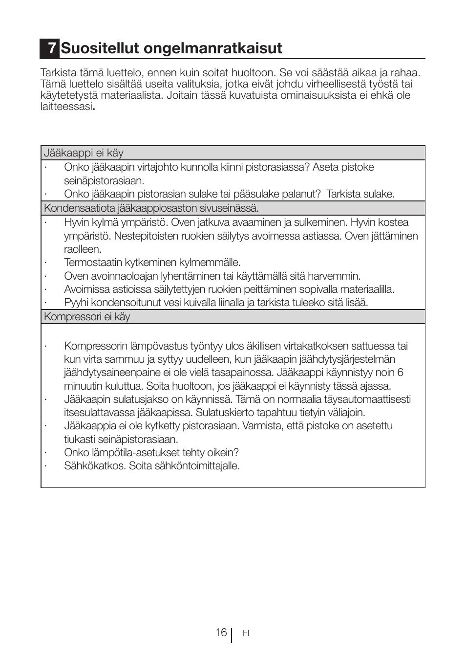 7suositellut ongelmanratkaisut | Blomberg KNM 1551 iF A+ User Manual | Page 119 / 312