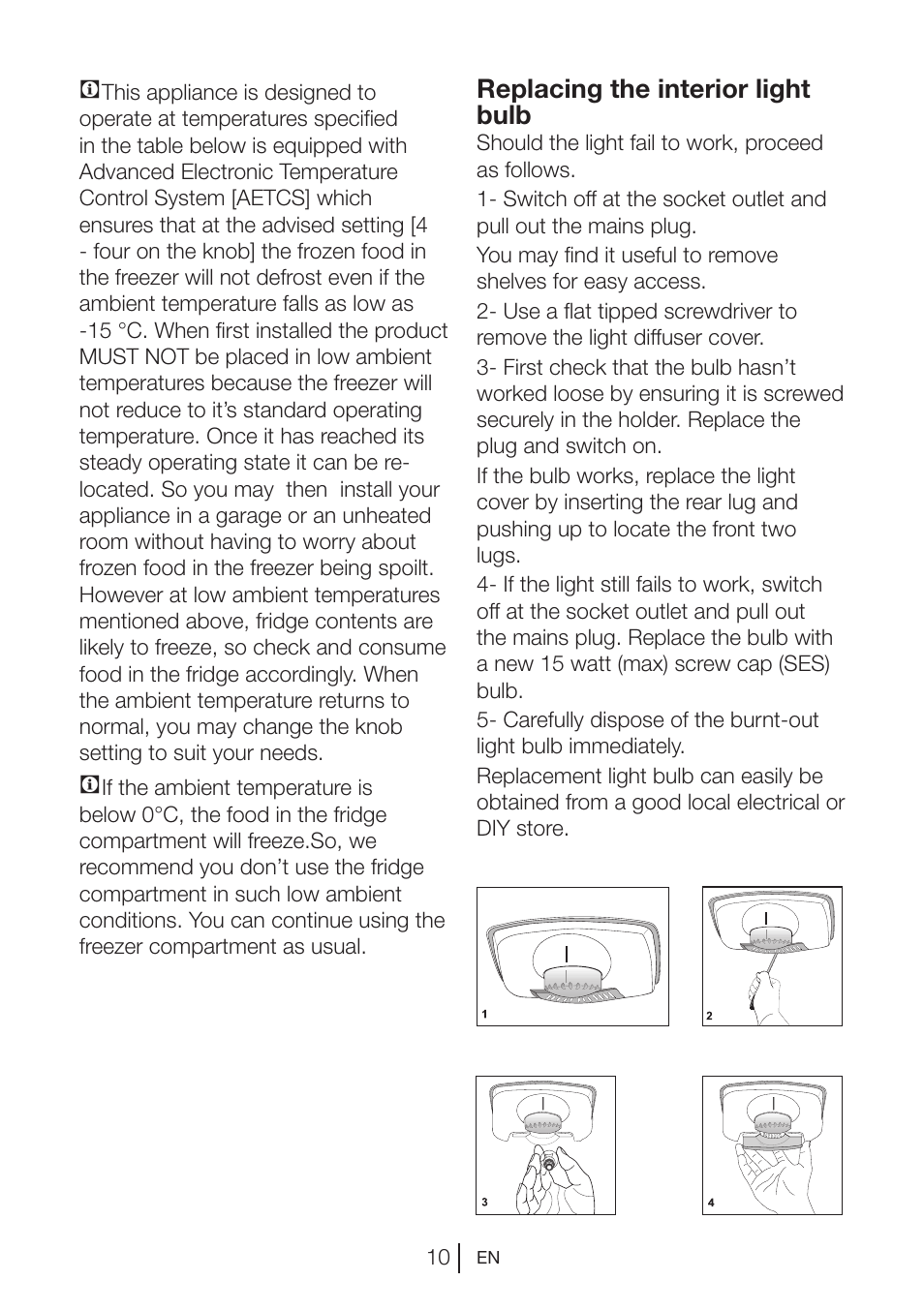 Replacing the interior light bulb | Blomberg KNM 1551 iF A+ User Manual | Page 14 / 312