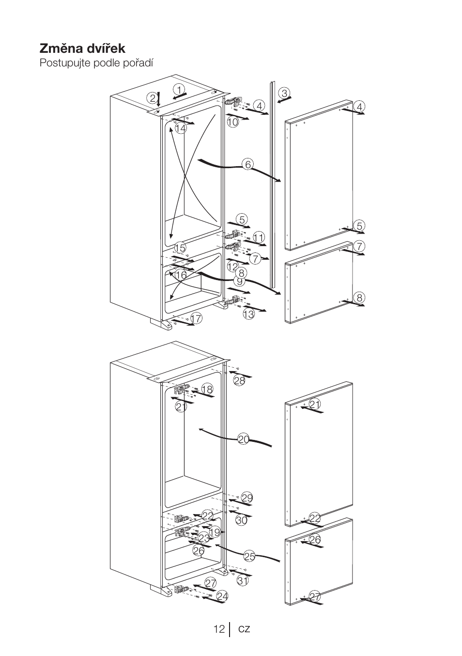 Změna dvířek | Blomberg KNM 1551 iF A+ User Manual | Page 207 / 312