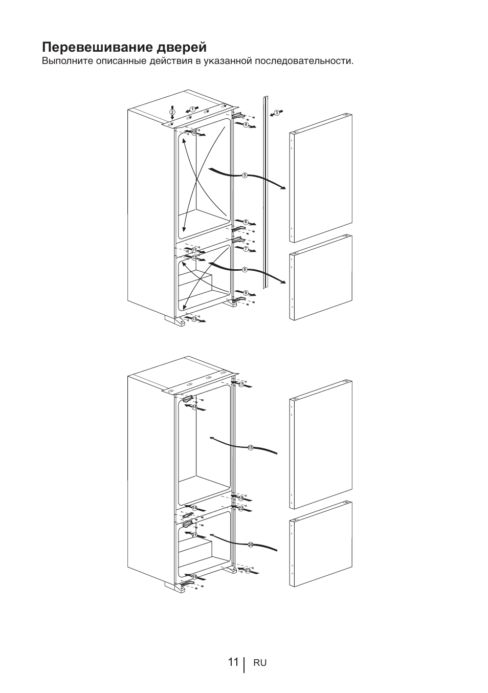Перевешивание дверей | Blomberg KNM 1551 iF A+ User Manual | Page 225 / 312