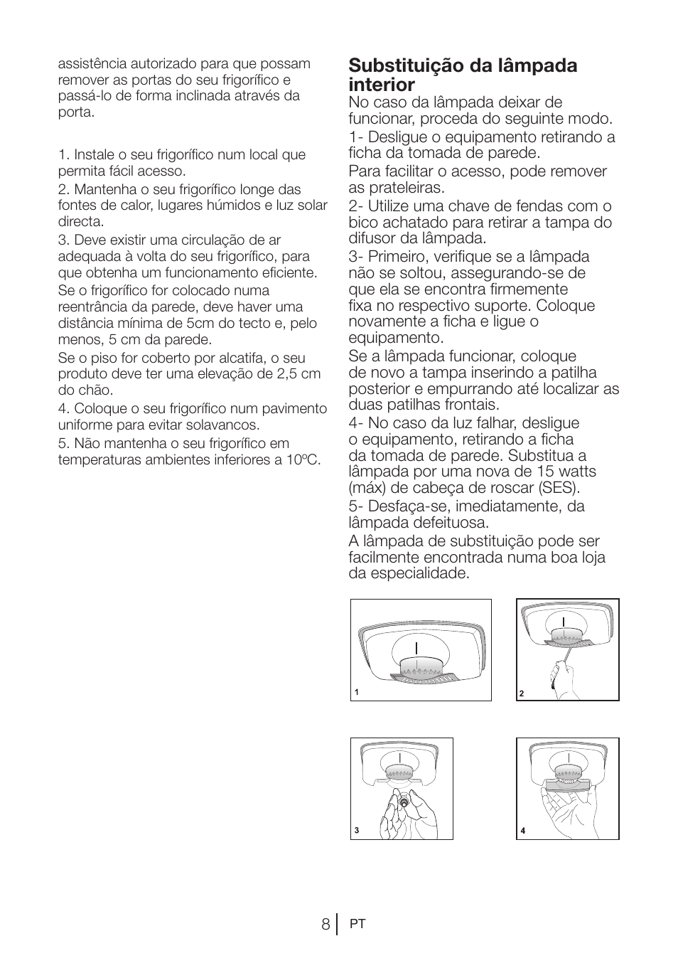 Substituição da lâmpada interior | Blomberg KNM 1551 iF A+ User Manual | Page 241 / 312