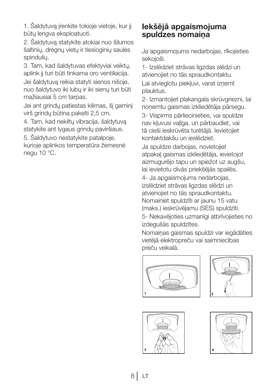 Iekšējā apgaismojuma spuldzes nomaiņa | Blomberg KNM 1551 iF A+ User Manual | Page 260 / 312