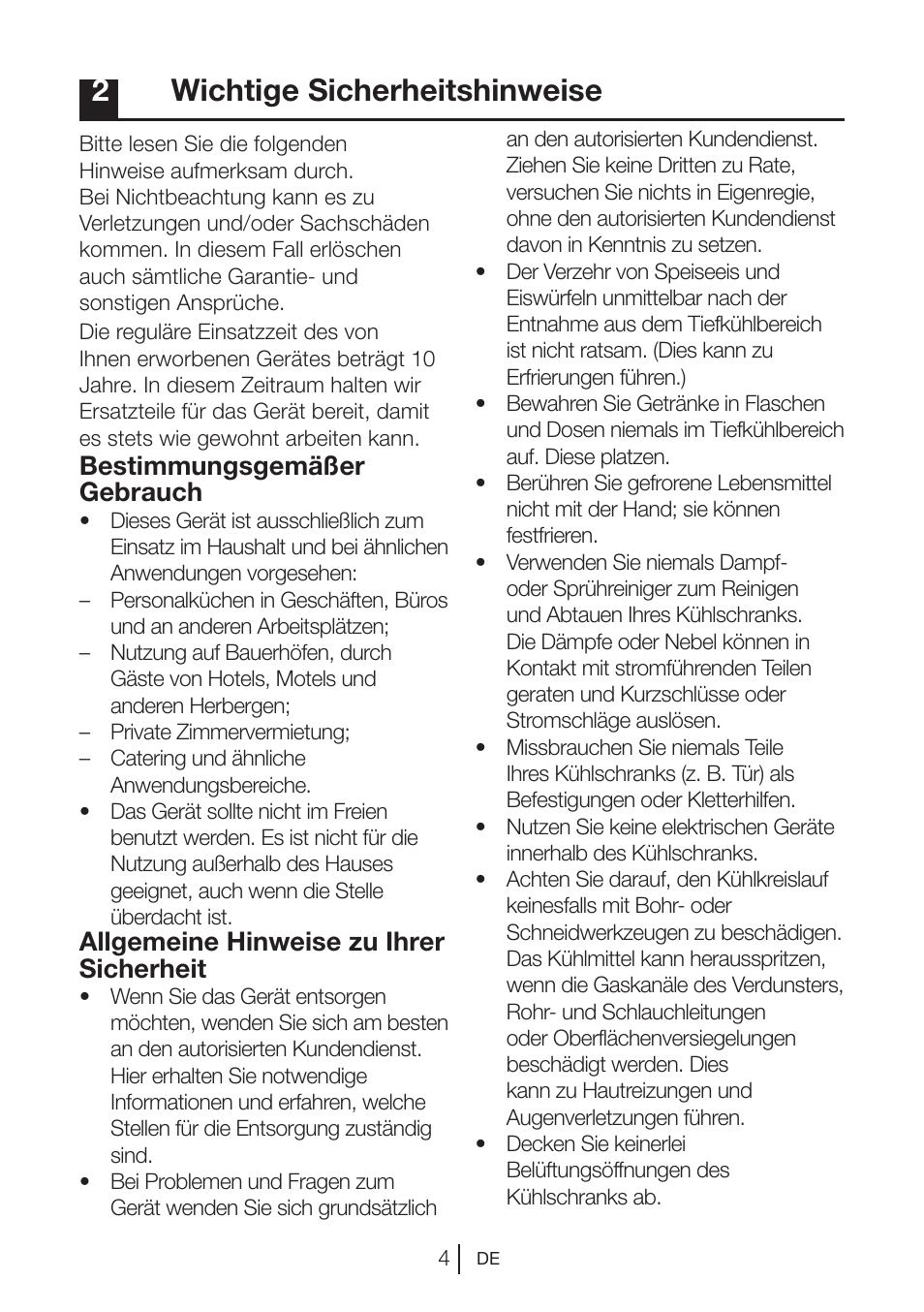 2wichtige sicherheitshinweise, Bestimmungsgemäßer gebrauch, Allgemeine hinweise zu ihrer sicherheit | Blomberg KNM 1551 iF A+ User Manual | Page 27 / 312