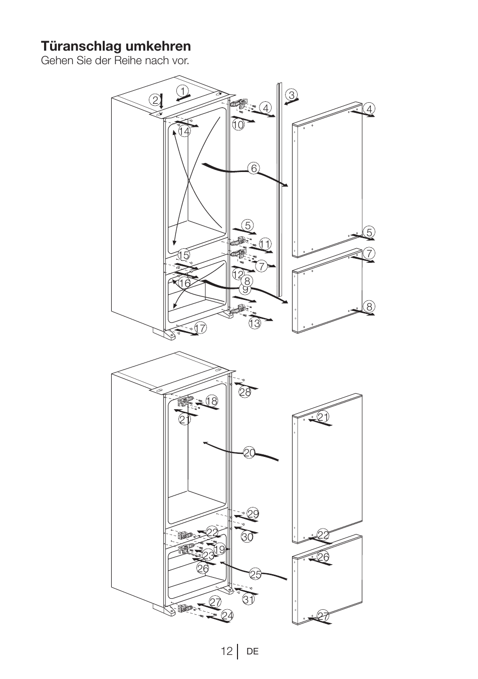 Türanschlag umkehren | Blomberg KNM 1551 iF A+ User Manual | Page 35 / 312