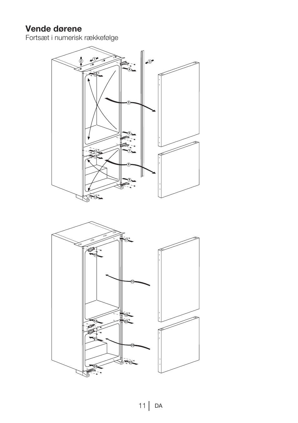 Vende dørene, Fortsæt i numerisk rækkefølge | Blomberg KNM 1551 iF A+ User Manual | Page 74 / 312