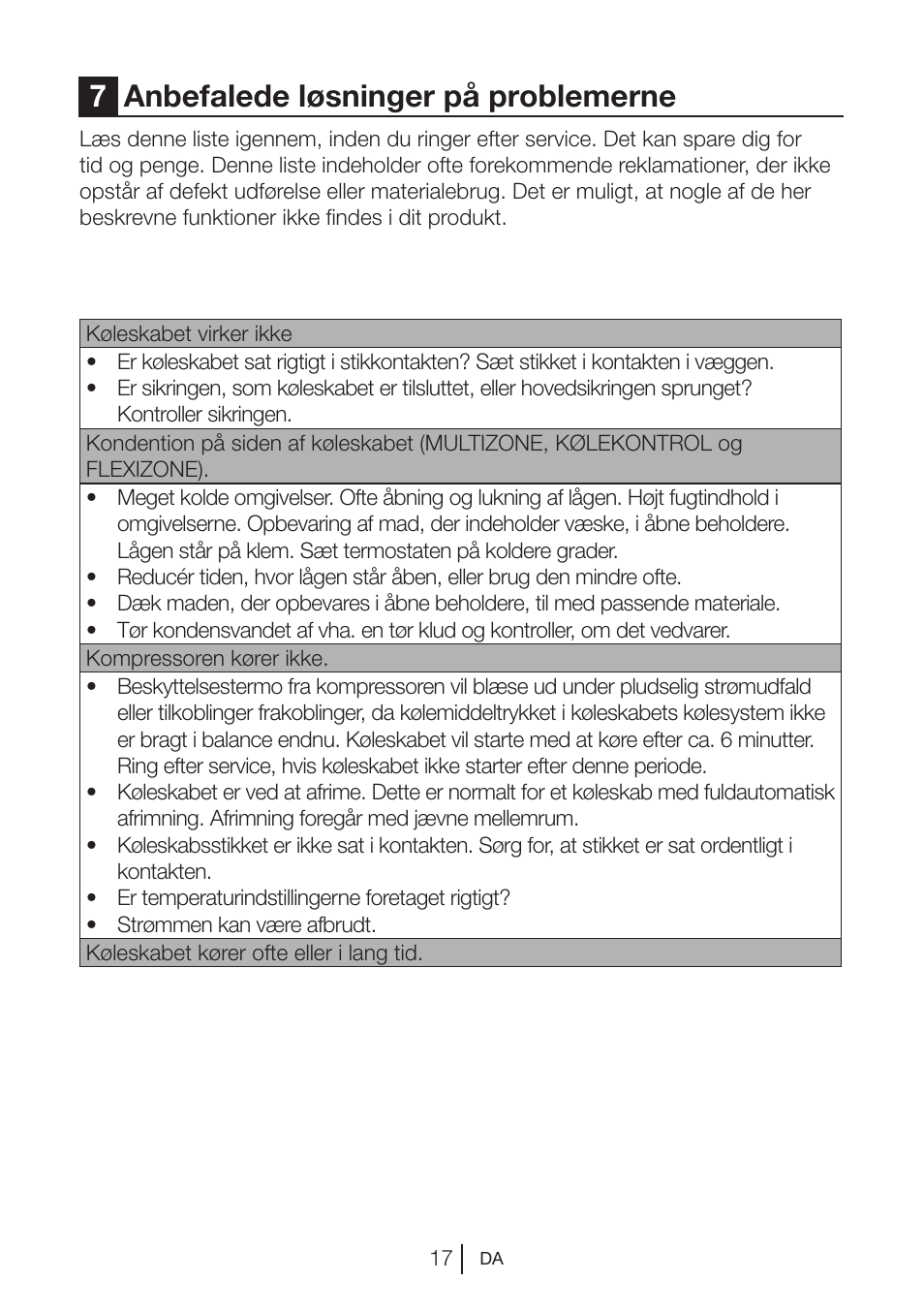 7anbefalede løsninger på problemerne | Blomberg KNM 1551 iF A+ User Manual | Page 80 / 312