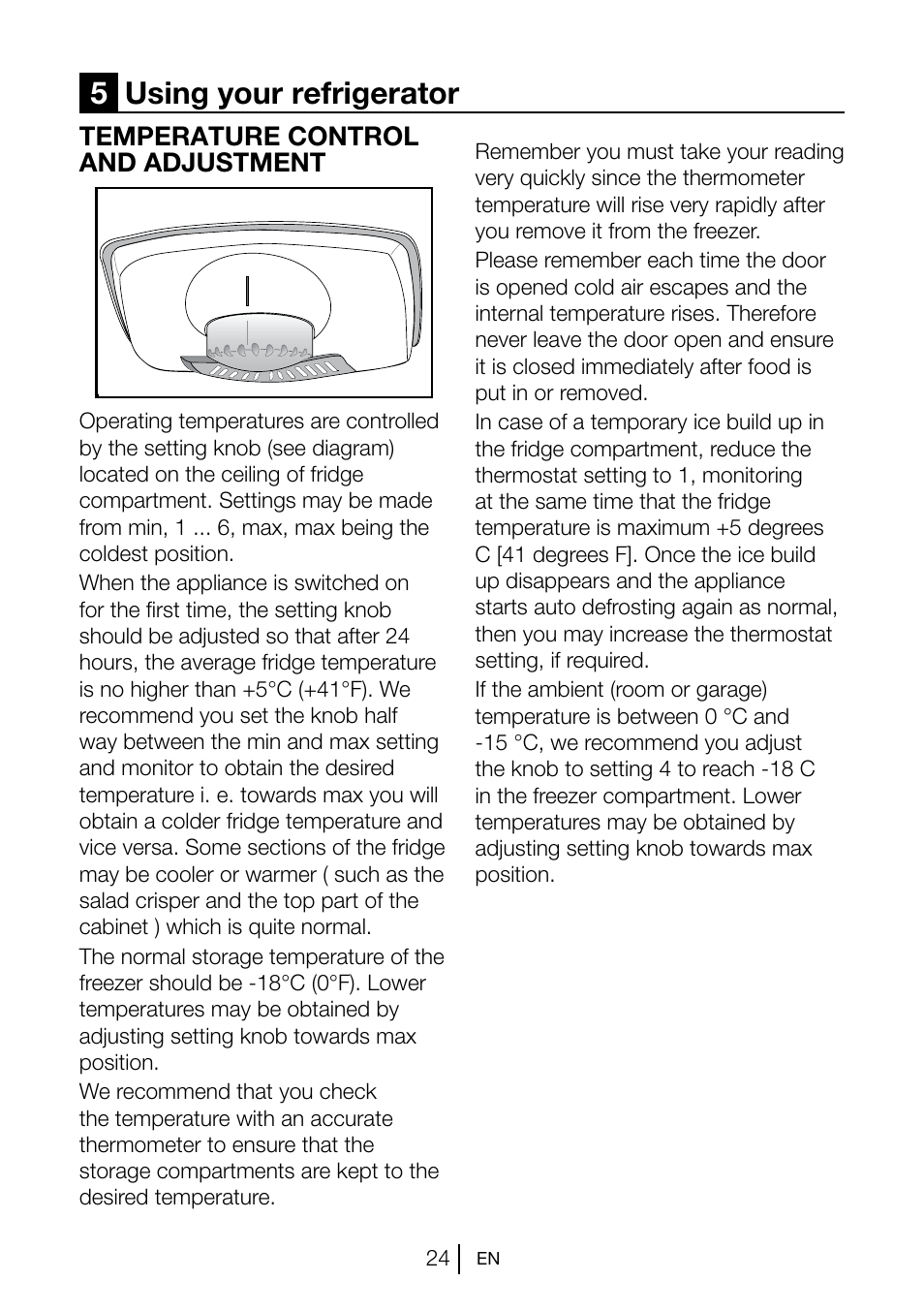 5using your refrigerator | Blomberg KNM 1561 i User Manual | Page 25 / 34