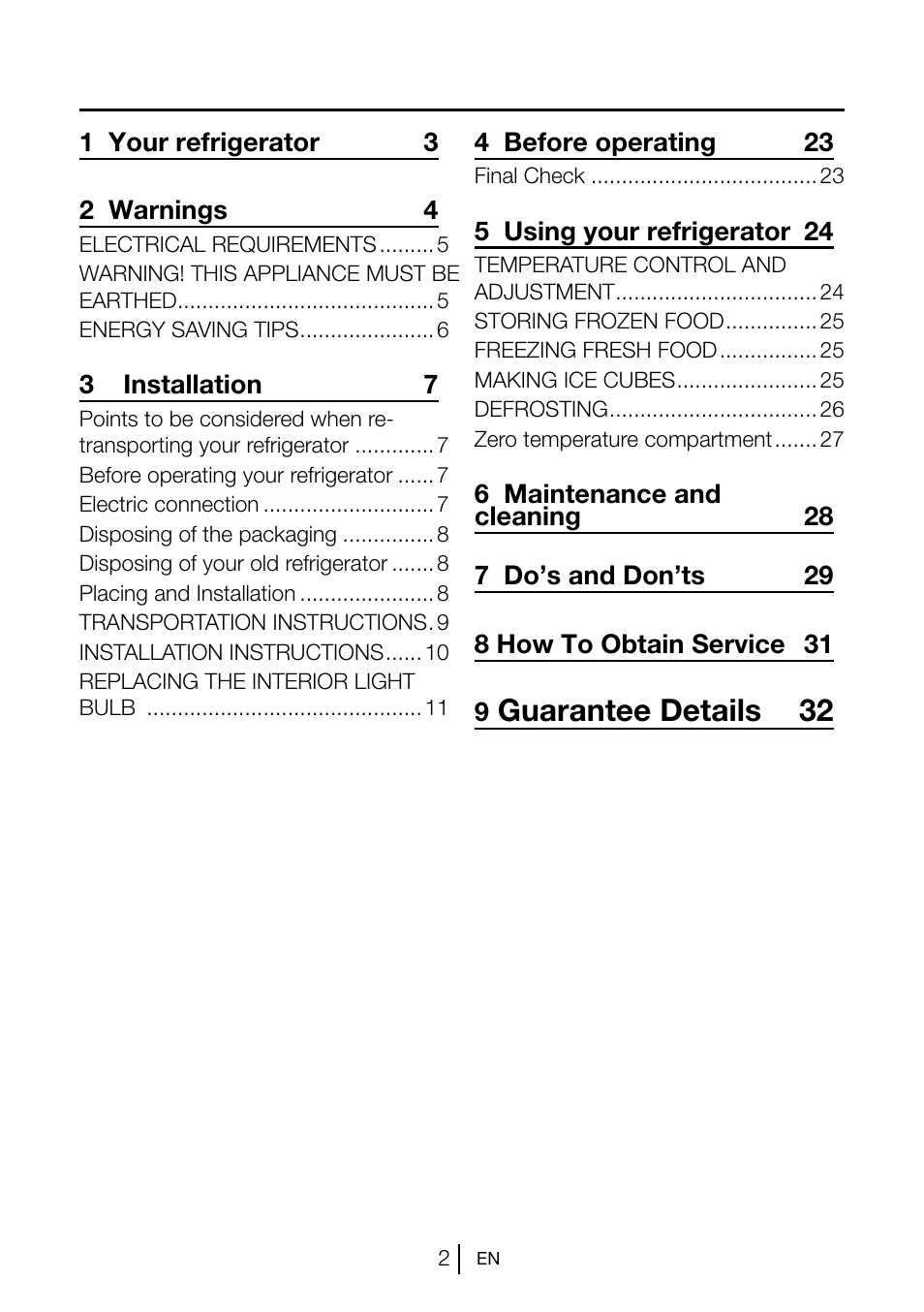 Guarantee details 32 | Blomberg KNM 1561 i User Manual | Page 3 / 34