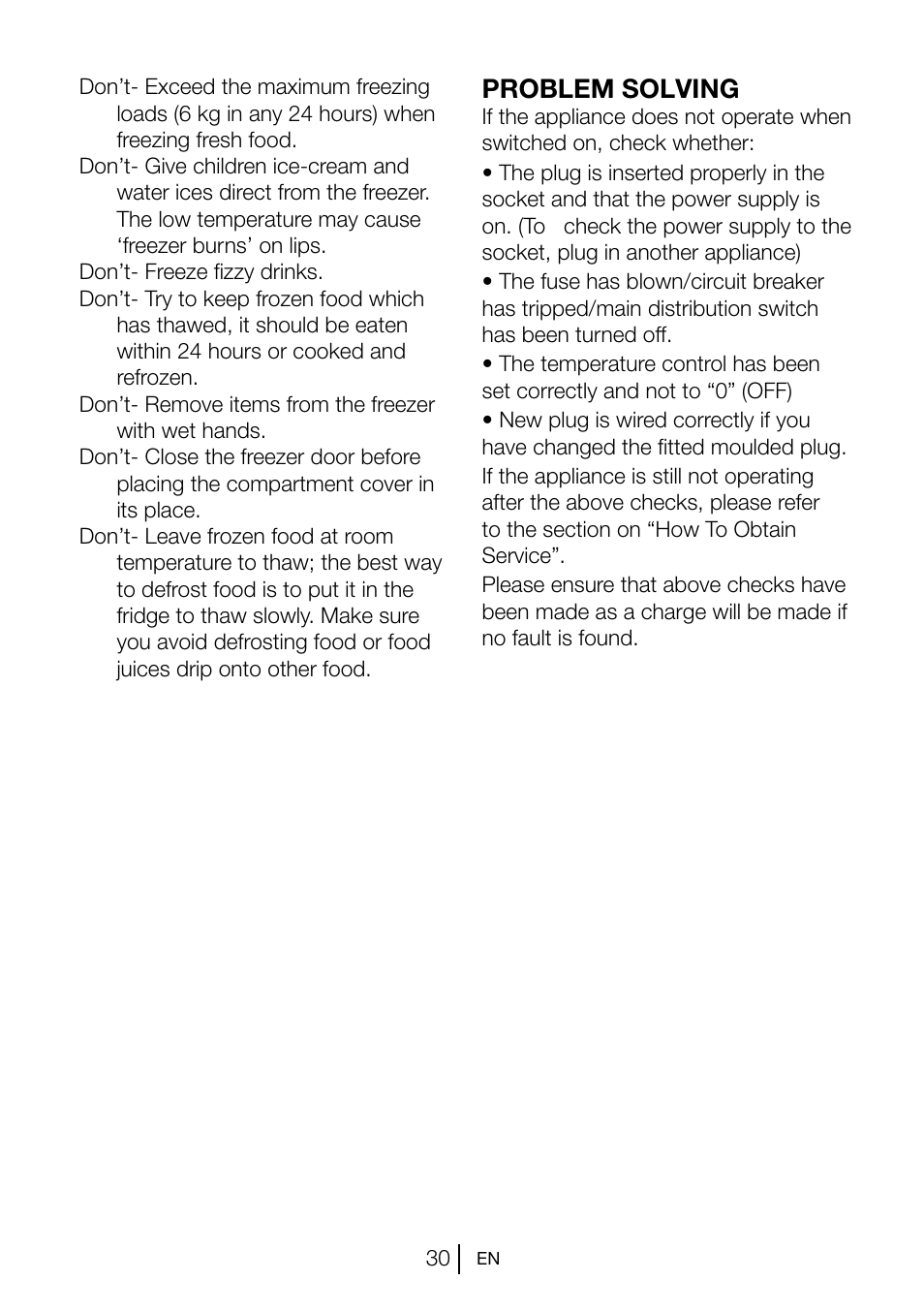 Problem solving | Blomberg KNM 1561 i User Manual | Page 31 / 34