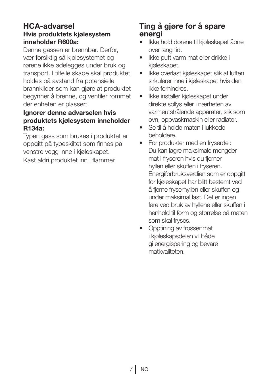 Hca-advarsel, Ting å gjøre for å spare energi | Blomberg DSM 1510 i User Manual | Page 105 / 135