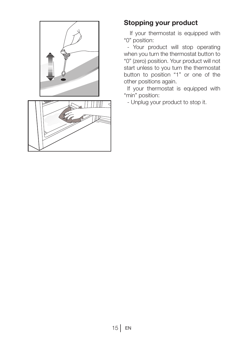 Stopping your product | Blomberg DSM 1510 i User Manual | Page 16 / 135