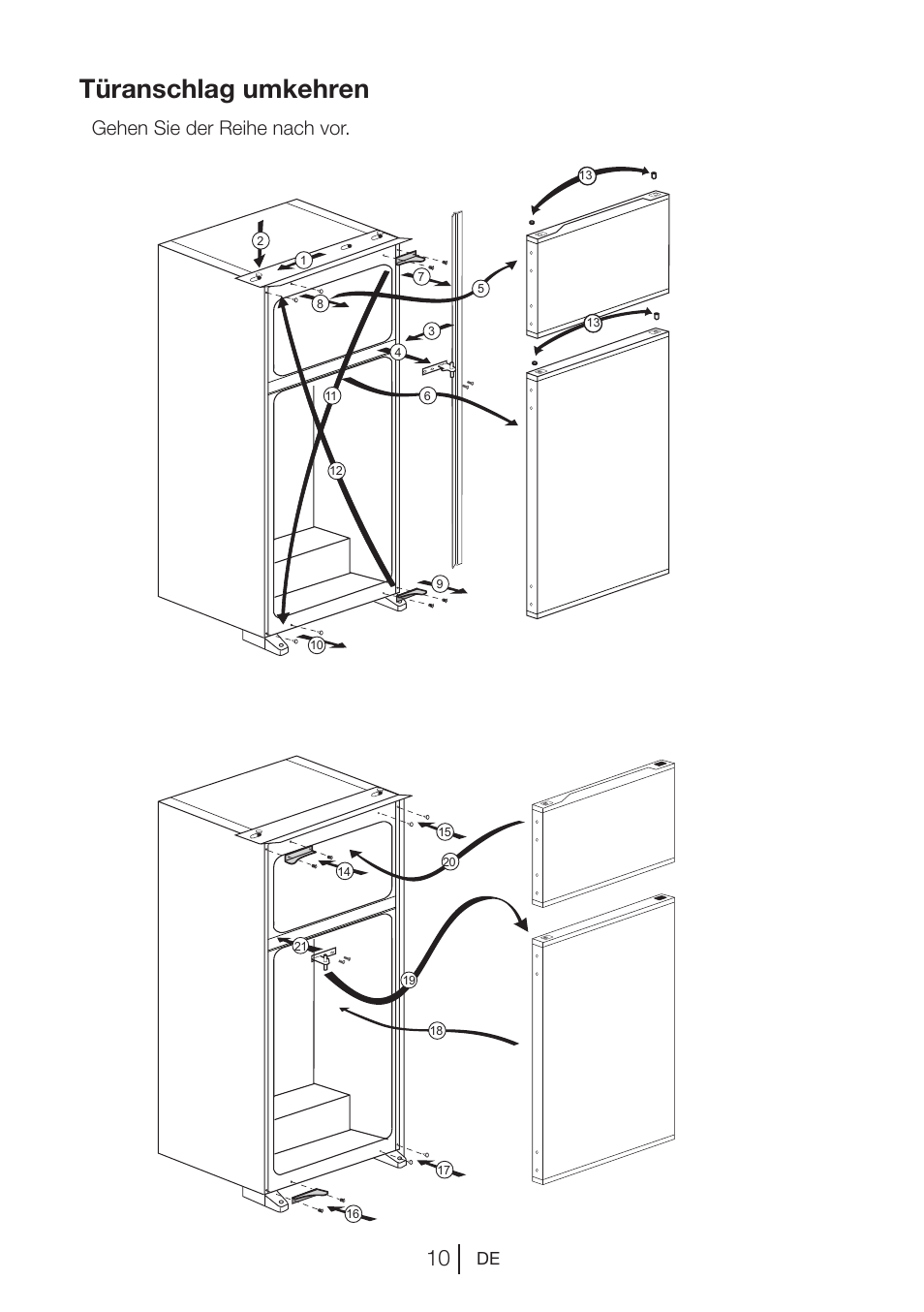 Türanschlag umkehren, Gehen sie der reihe nach vor | Blomberg DSM 1510 i User Manual | Page 30 / 135