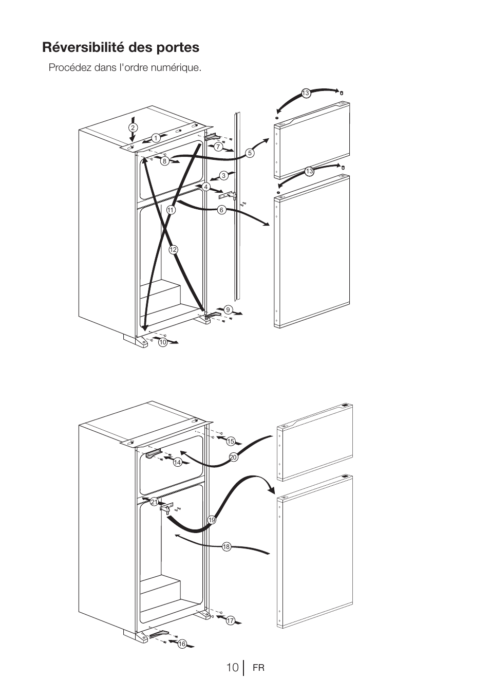 Réversibilité des portes, Procédez dans l'ordre numérique | Blomberg DSM 1510 i User Manual | Page 49 / 135