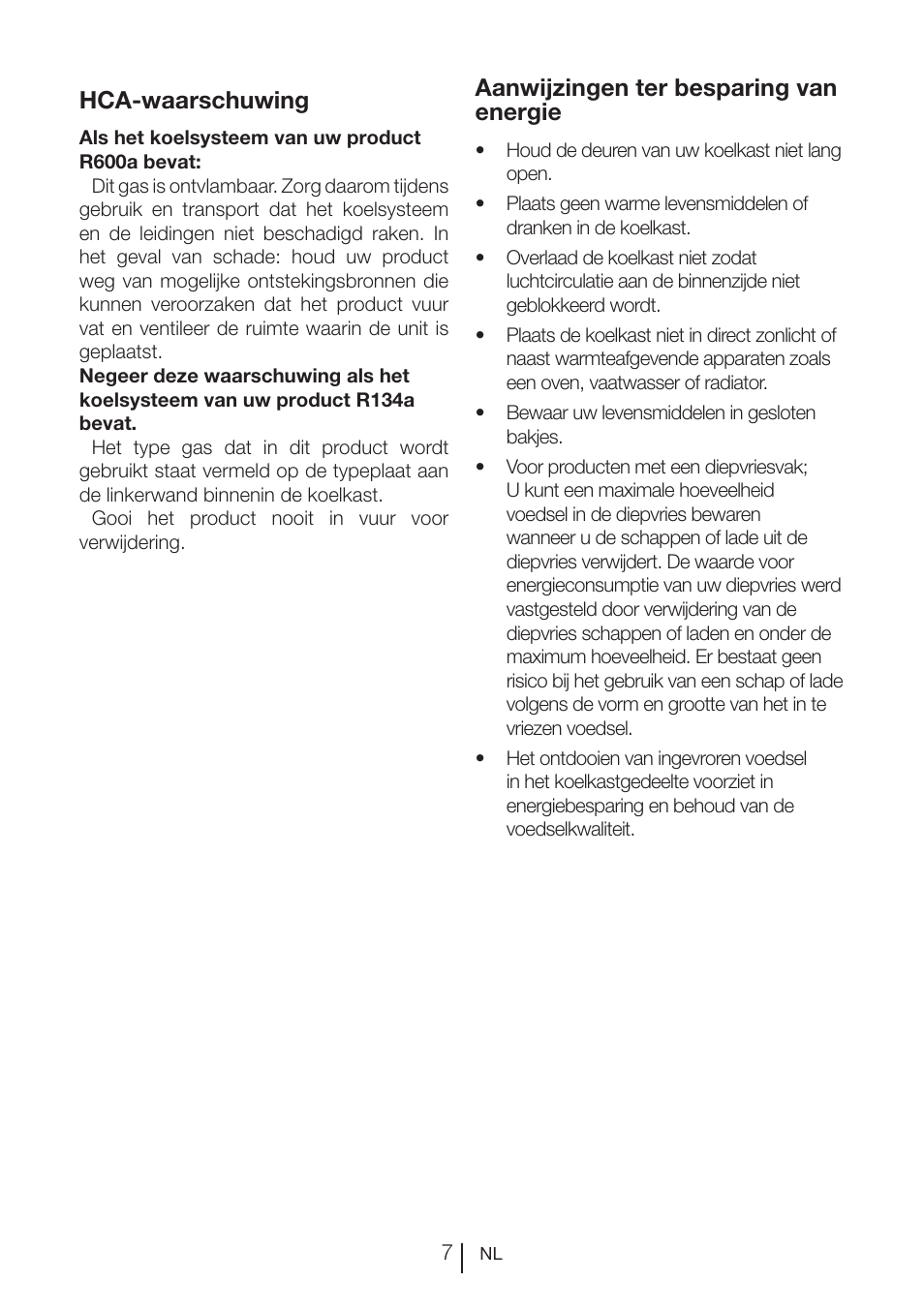 Hca-waarschuwing, Aanwijzingen ter besparing van energie | Blomberg DSM 1510 i User Manual | Page 65 / 135