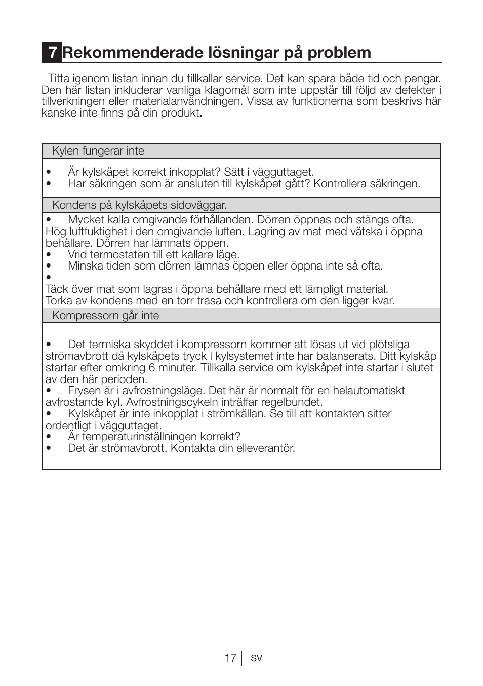 7rekommenderade lösningar på problem | Blomberg DSM 1510 i User Manual | Page 95 / 135