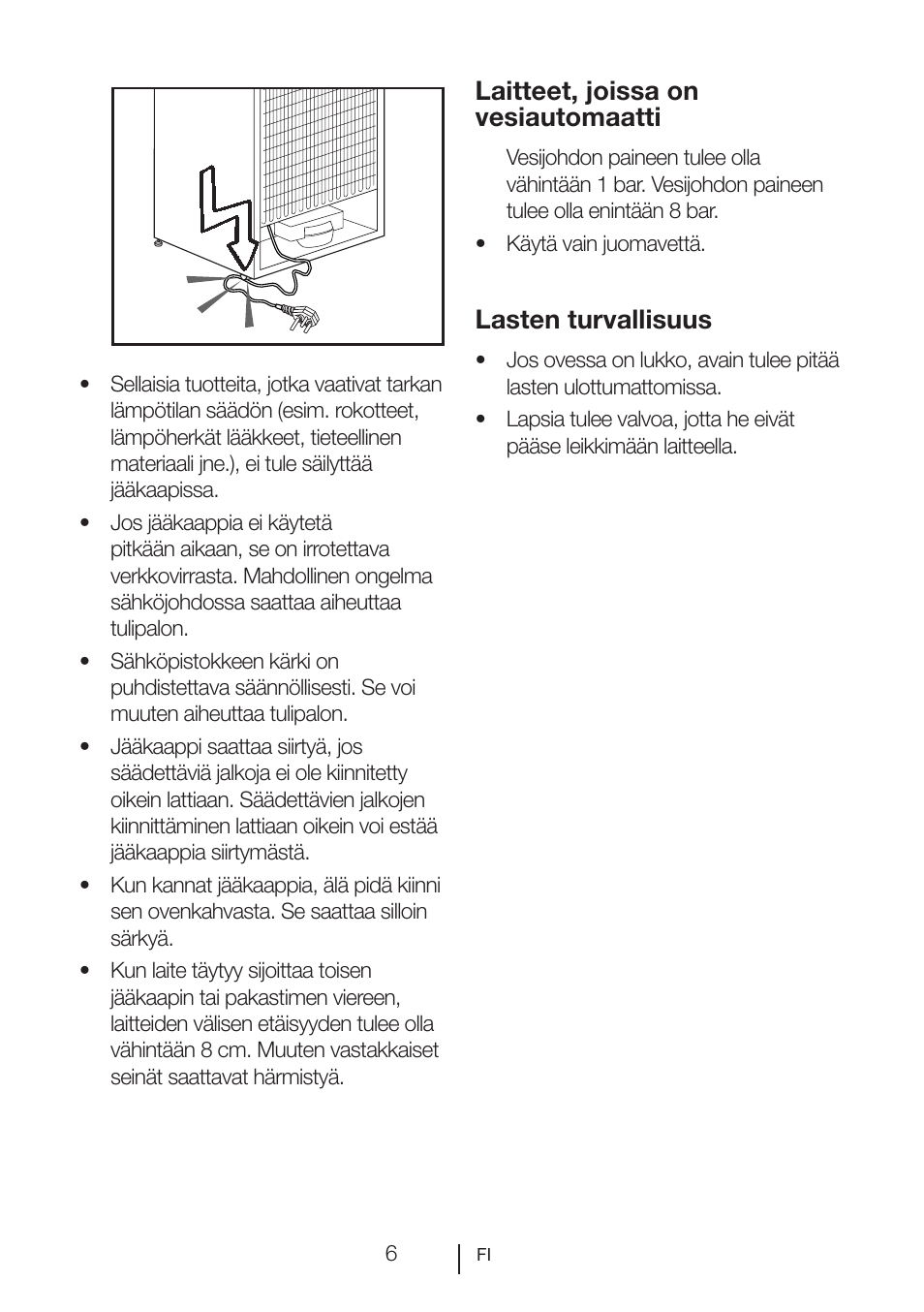 Laitteet, joissa on vesiautomaatti, Lasten turvallisuus | Blomberg SSM 1350 iF A++ User Manual | Page 134 / 165