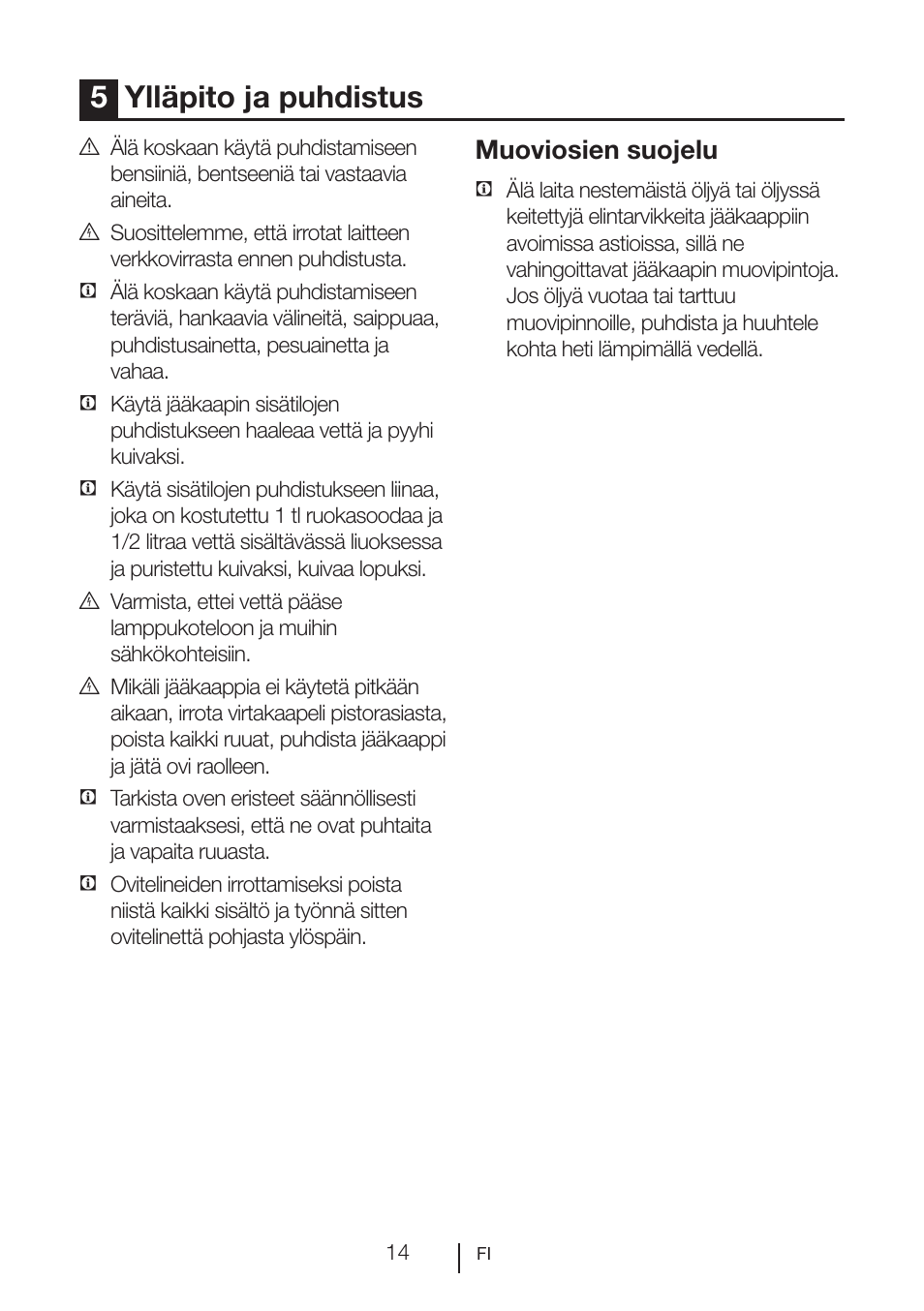 5ylläpito ja puhdistus, Muoviosien suojelu | Blomberg SSM 1350 iF A++ User Manual | Page 142 / 165