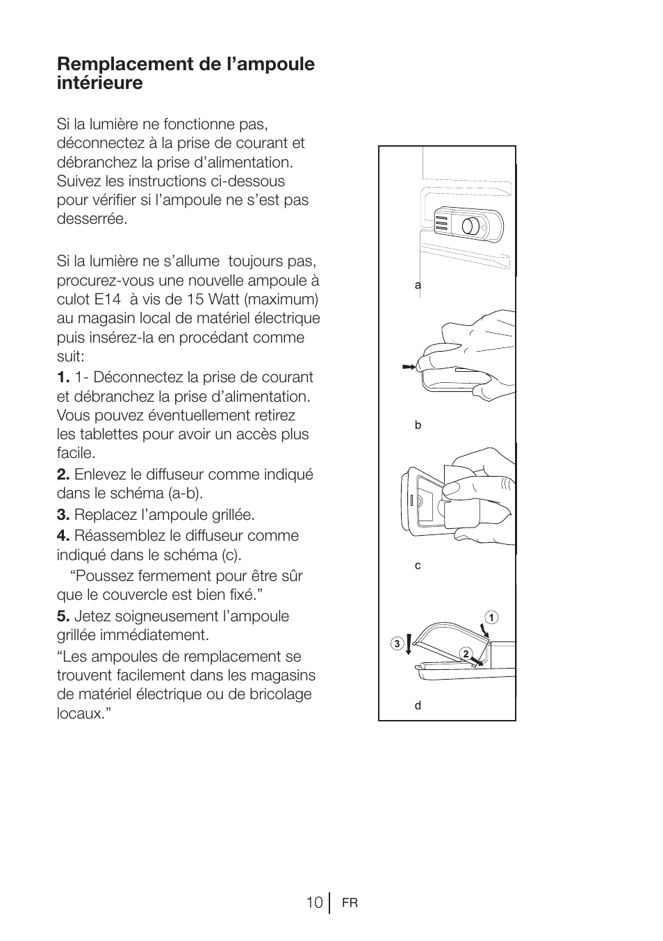 Remplacement de l’ampoule intérieure | Blomberg SSM 1350 iF A++ User Manual | Page 29 / 165