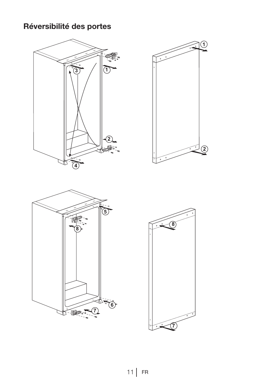 Réversibilité des portes | Blomberg SSM 1350 iF A++ User Manual | Page 30 / 165