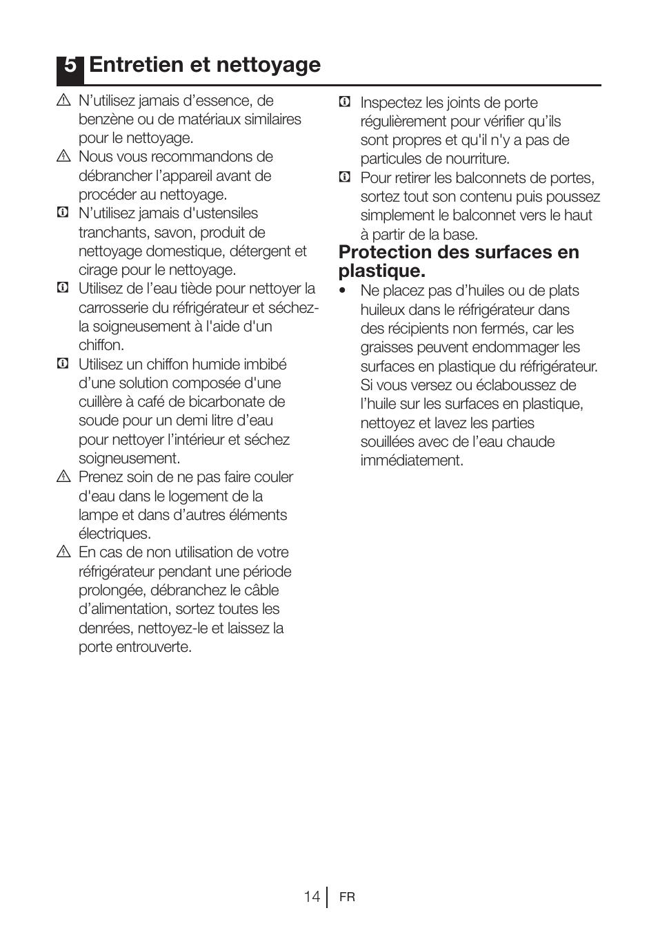 5entretien et nettoyage, Protection des surfaces en plastique | Blomberg SSM 1350 iF A++ User Manual | Page 33 / 165