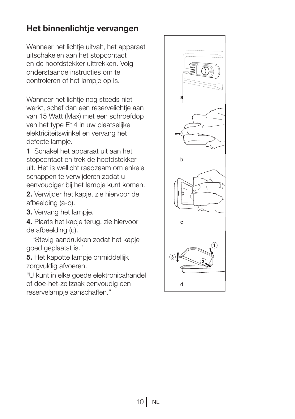 Het binnenlichtje vervangen | Blomberg SSM 1350 iF A++ User Manual | Page 65 / 165