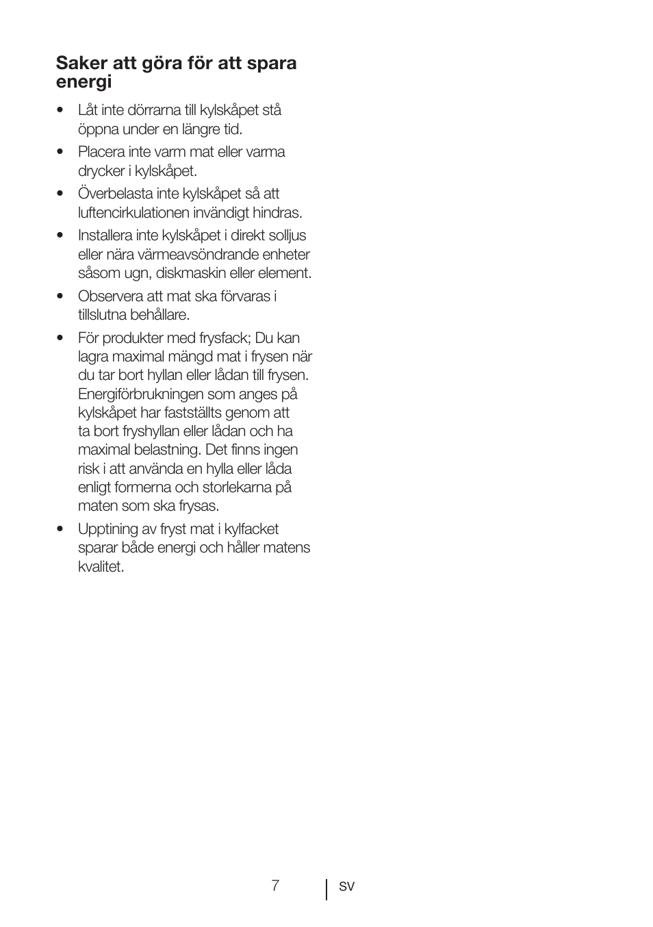 Saker att göra för att spara energi | Blomberg SSM 1350 iF A++ User Manual | Page 99 / 165