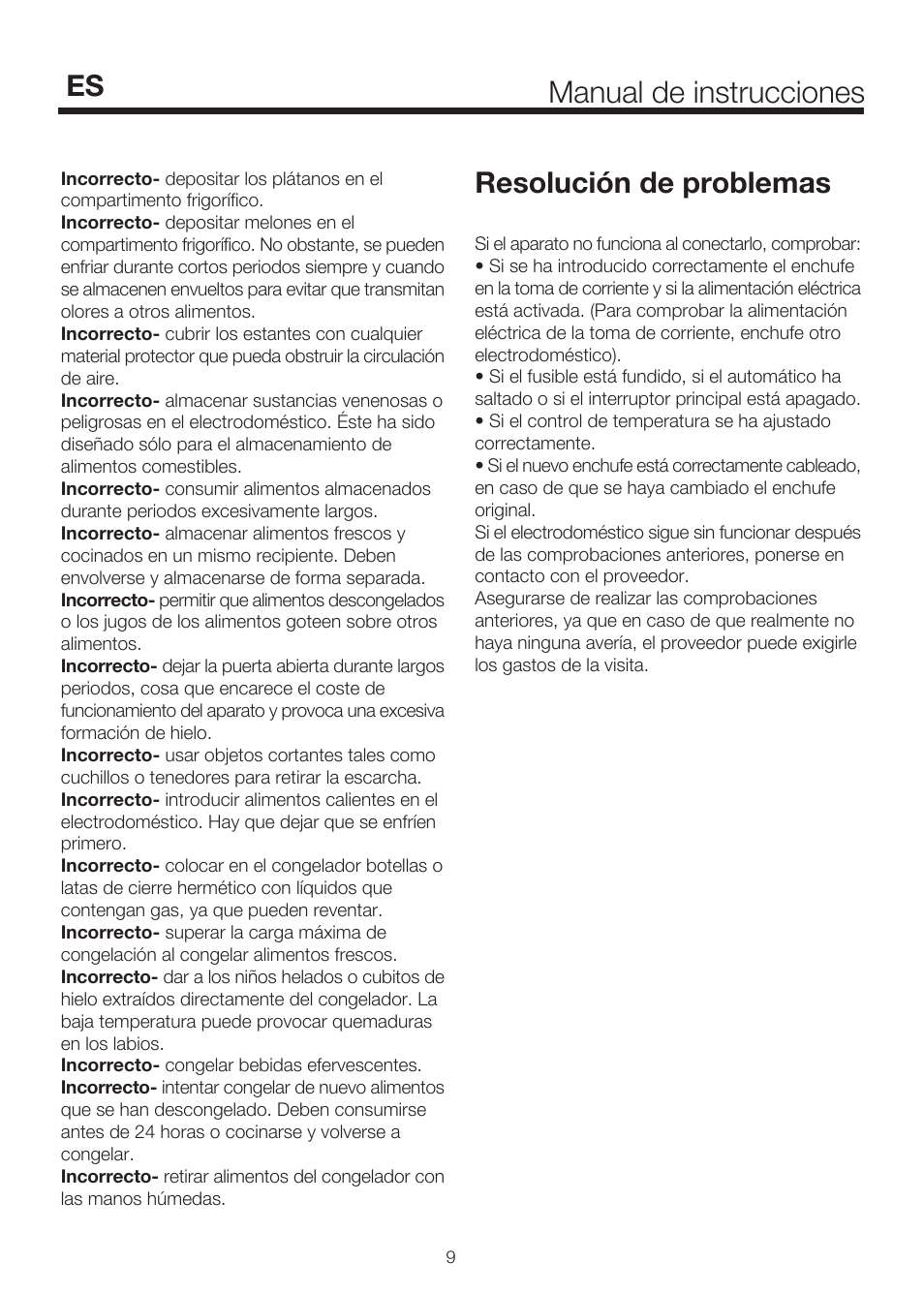 Manual de instrucciones, Es resolución de problemas | Blomberg KSE 1550 i User Manual | Page 147 / 157