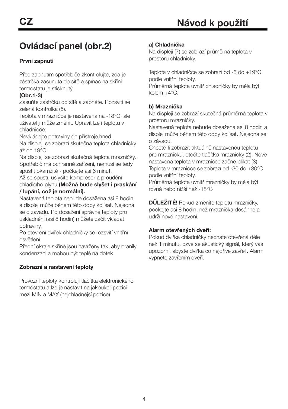 Návod k použití cz, Ovládací panel (obr.2) | Blomberg KSE 1550 i User Manual | Page 64 / 157