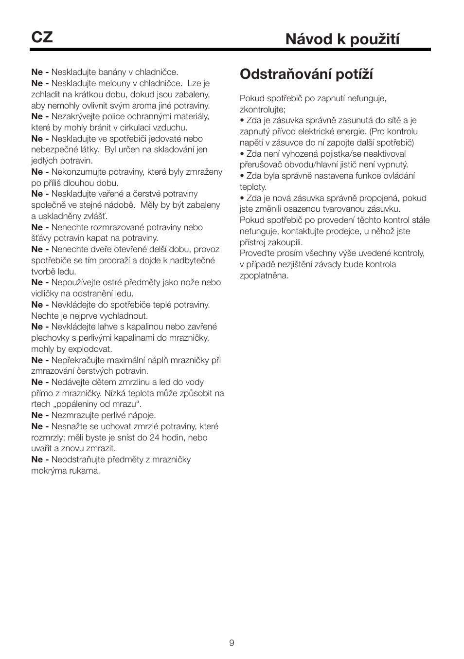 Návod k použití cz, Odstraňování potíží | Blomberg KSE 1550 i User Manual | Page 69 / 157