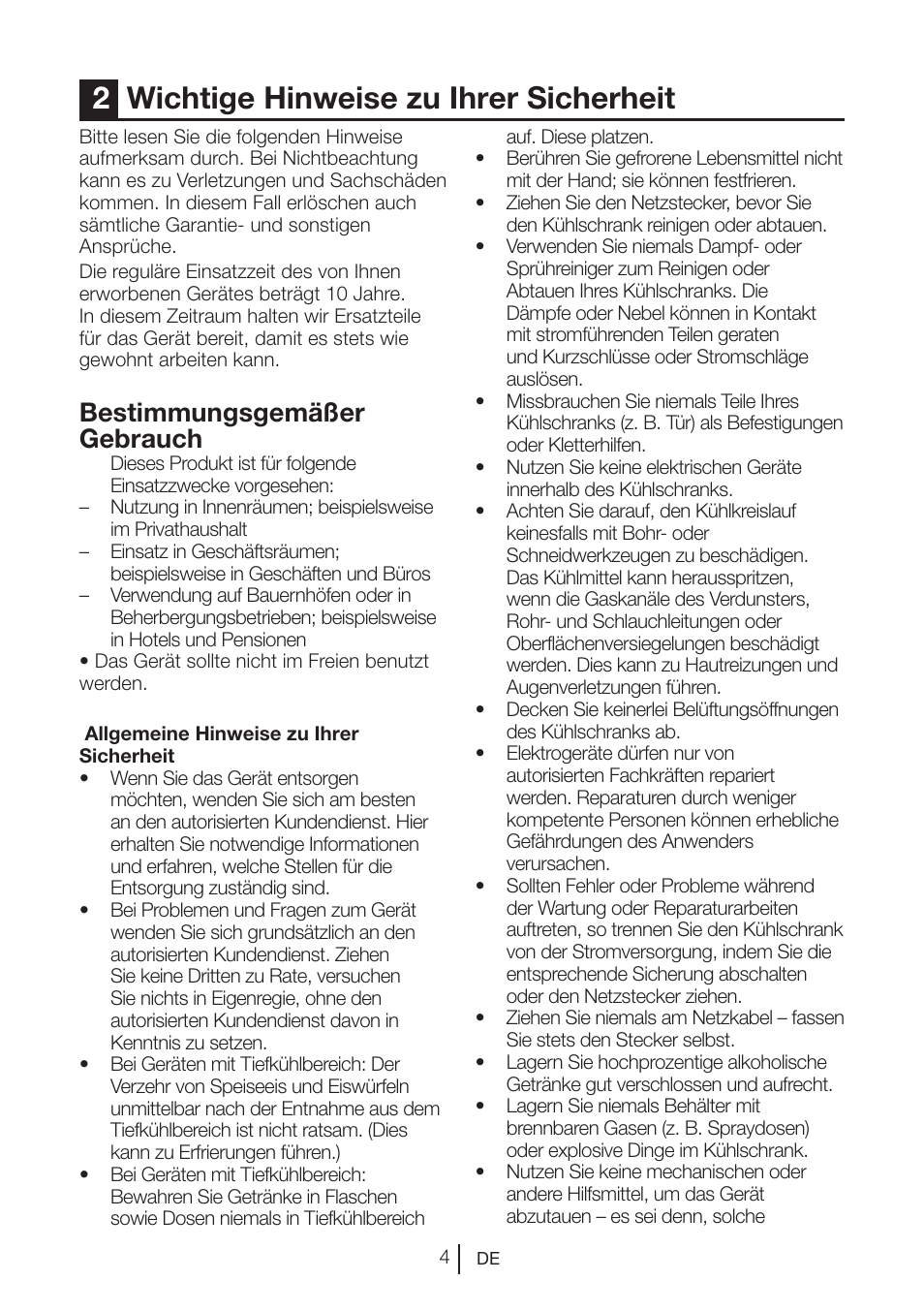 2wichtige hinweise zu ihrer sicherheit, Bestimmungsgemäßer gebrauch | Blomberg DNM 9650 T User Manual | Page 25 / 117