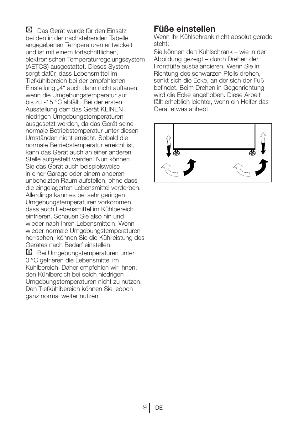 Füße einstellen | Blomberg DNM 9650 T User Manual | Page 30 / 117