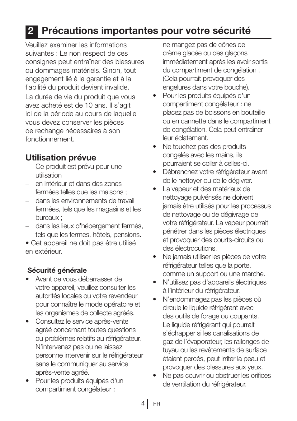 2précautions importantes pour votre sécurité, Utilisation prévue | Blomberg DNM 9650 T User Manual | Page 99 / 117