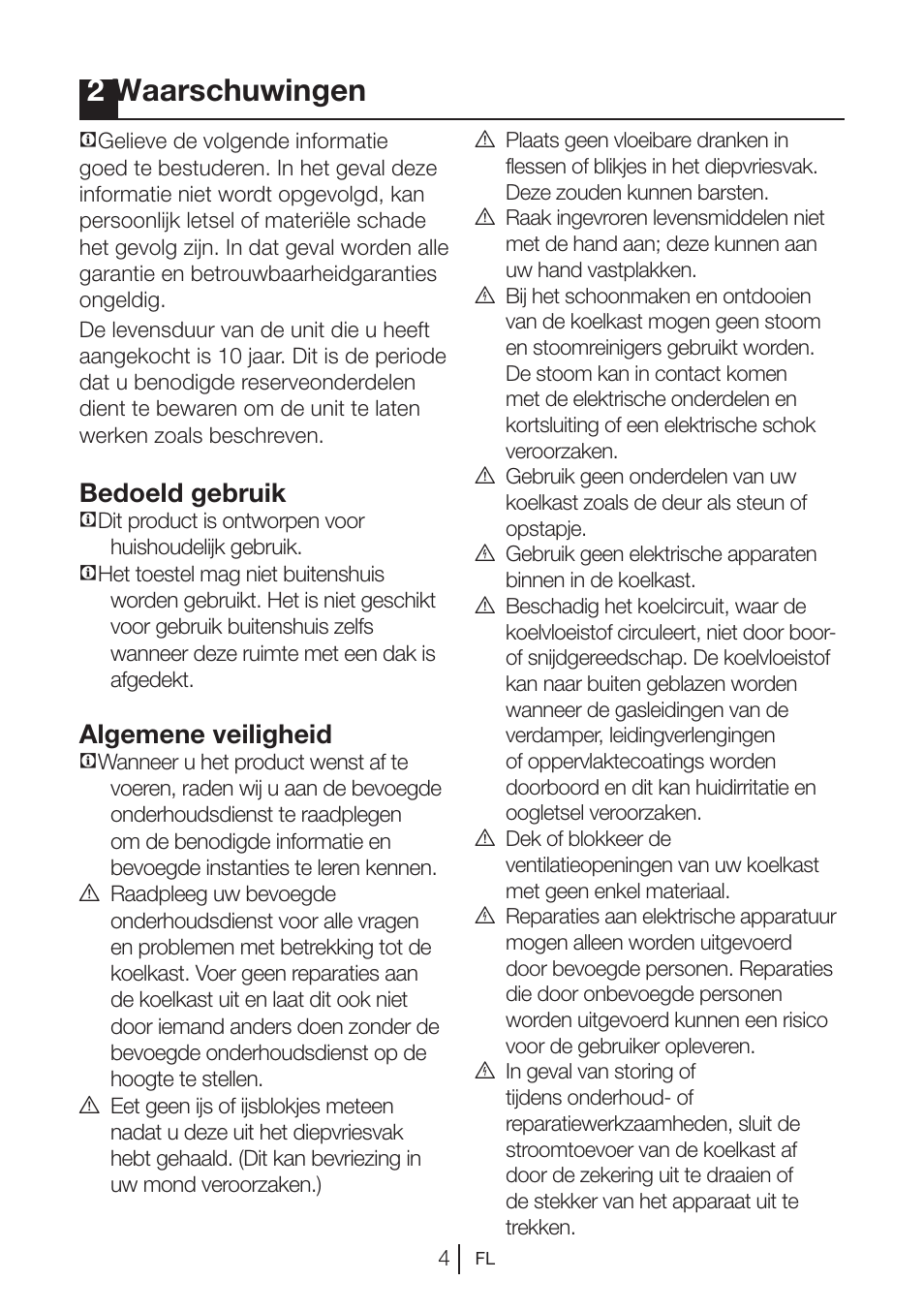 2waarschuwingen, Bedoeld gebruik, Algemene veiligheid | Blomberg DNE 9840 A+ User Manual | Page 80 / 95