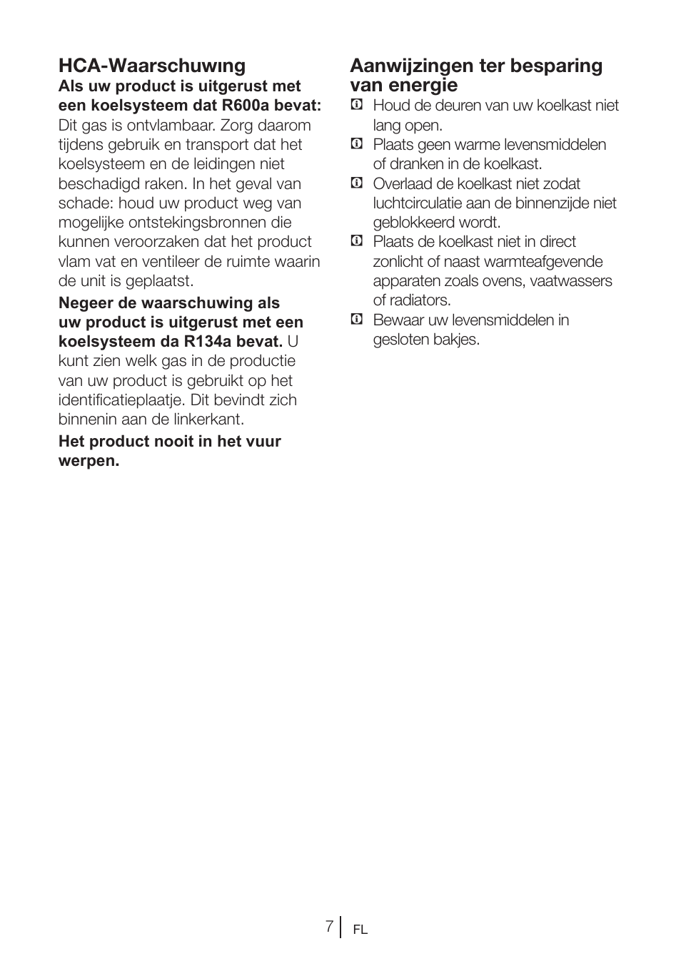 Hca-waarschuwıng, Aanwijzingen ter besparing van energie | Blomberg DNE 9840 A+ User Manual | Page 83 / 95