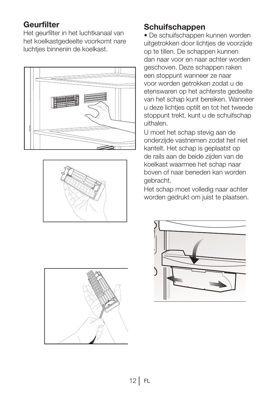 Schuifschappen, Geurfilter | Blomberg DNE 9840 A+ User Manual | Page 88 / 95