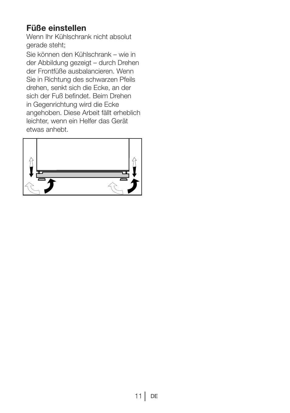 Füße einstellen | Blomberg DSM 9870 X User Manual | Page 31 / 81