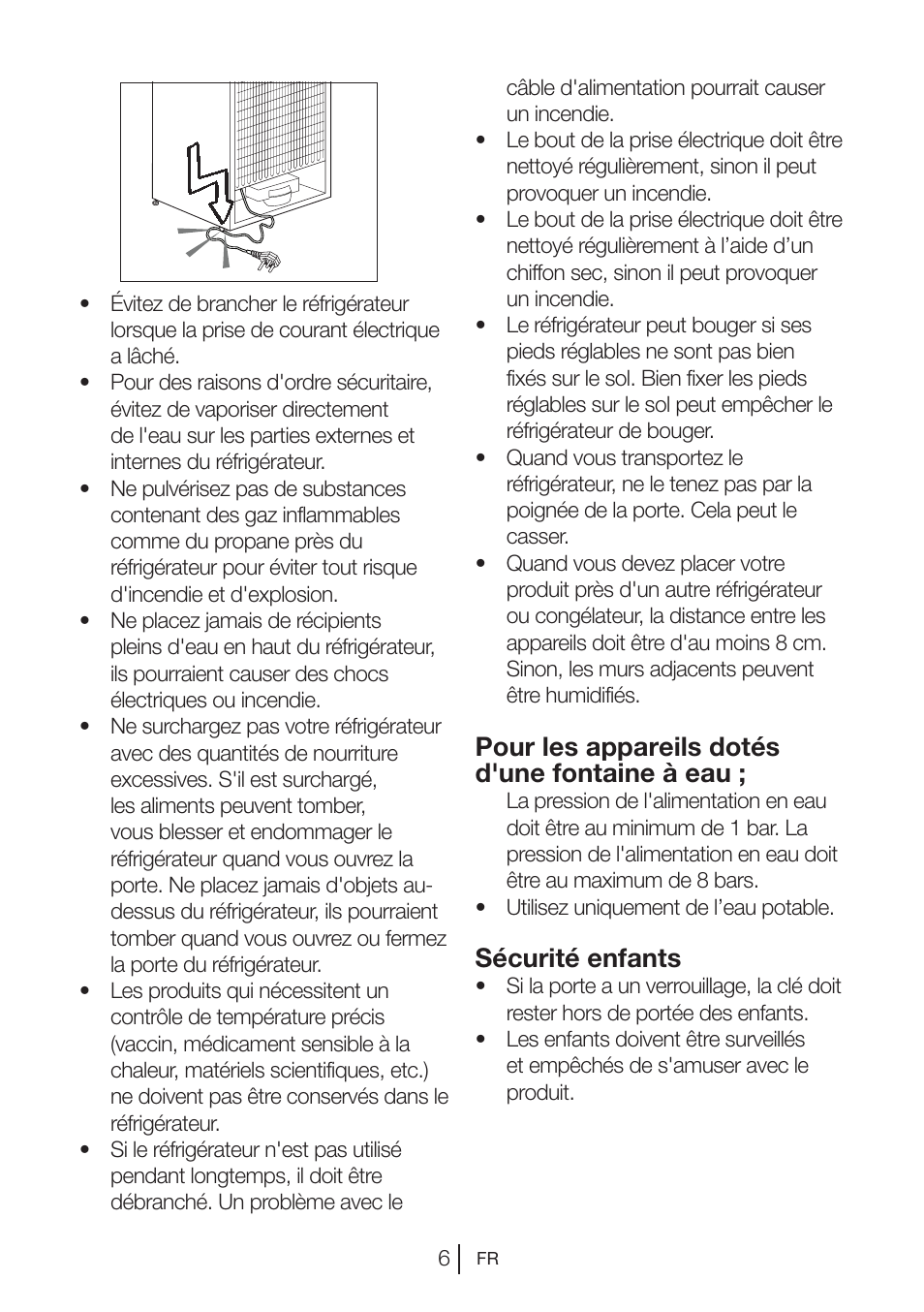 Pour les appareils dotés d'une fontaine à eau, Sécurité enfants | Blomberg DSM 9870 X User Manual | Page 47 / 81