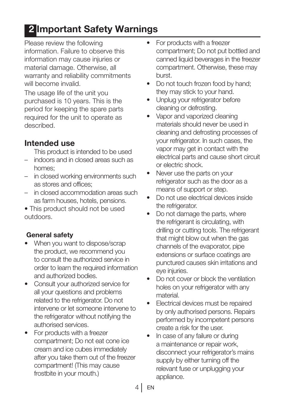 2important safety warnings, Intended use | Blomberg DSM 9870 X User Manual | Page 5 / 81