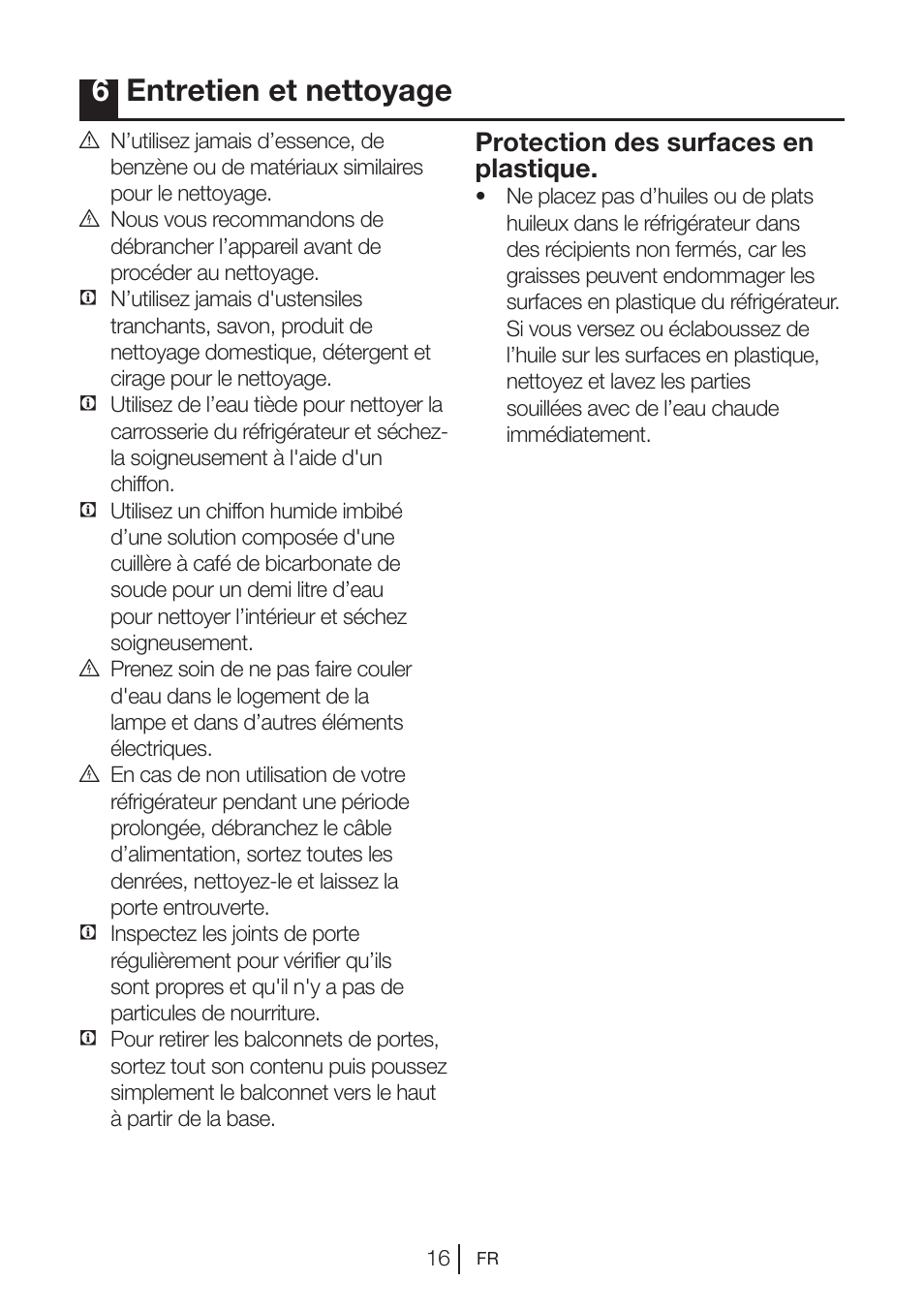 6entretien et nettoyage, Protection des surfaces en plastique | Blomberg DSM 9870 X User Manual | Page 57 / 81