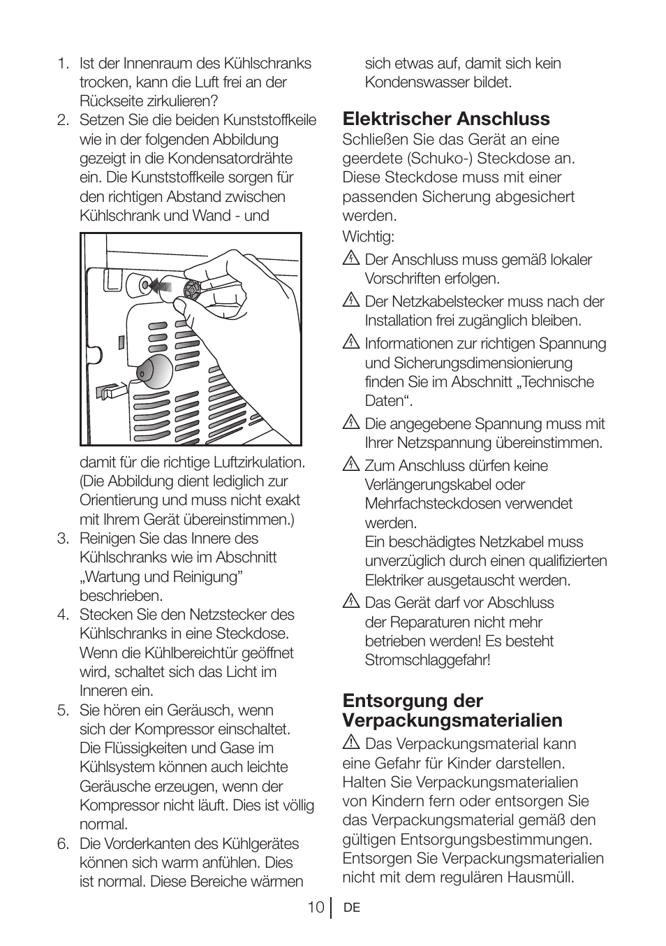 Elektrischer anschluss, Entsorgung der verpackungsmaterialien a | Blomberg DNE 9860 X A+ User Manual | Page 31 / 81