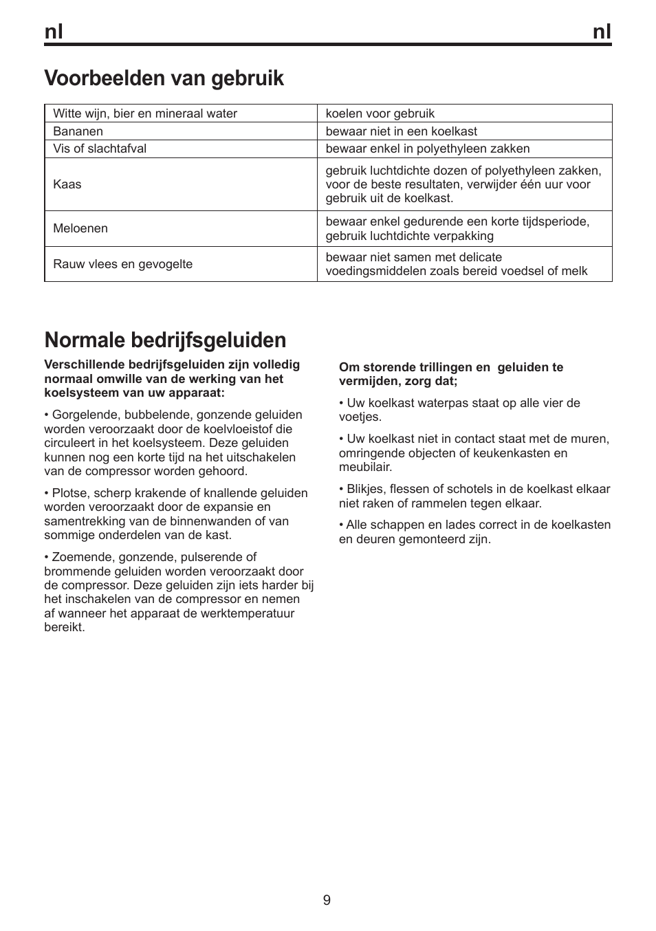 Voorbeelden van gebruik, Normale bedrijfsgeluiden | Blomberg DSM 9630 X A+++ User Manual | Page 60 / 85