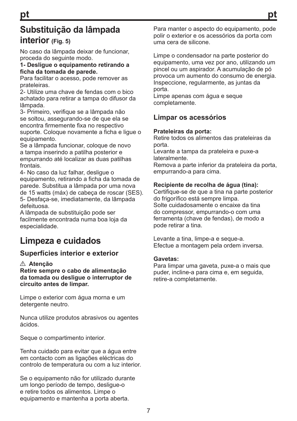 Substituição da lâmpada interior, Limpeza e cuidados | Blomberg DSM 9630 X A+++ User Manual | Page 69 / 85