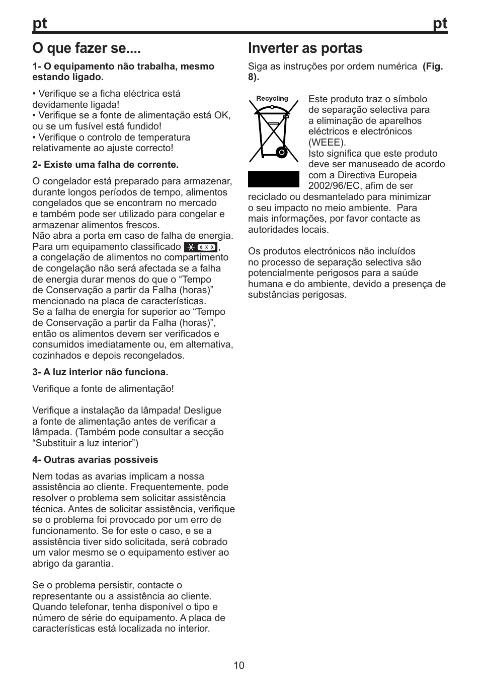 O que fazer se, Inverter as portas | Blomberg DSM 9630 X A+++ User Manual | Page 72 / 85