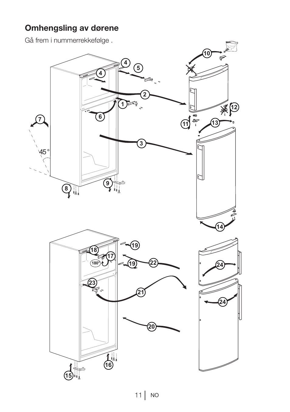 Omhengsling av dørene | Blomberg DSM 9510 X A+ User Manual | Page 125 / 191