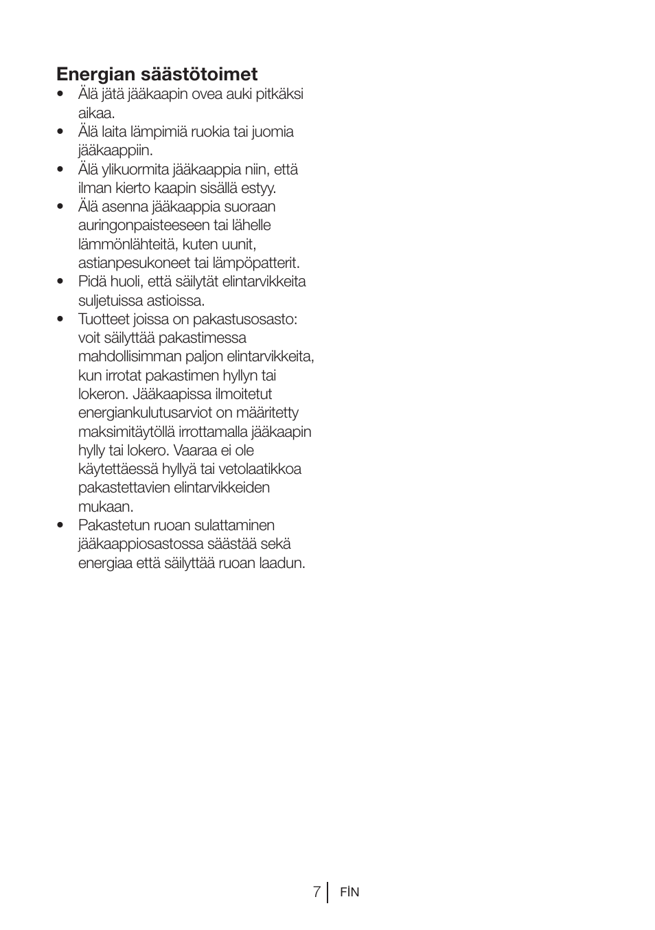Energian säästötoimet | Blomberg DSM 9510 X A+ User Manual | Page 139 / 191