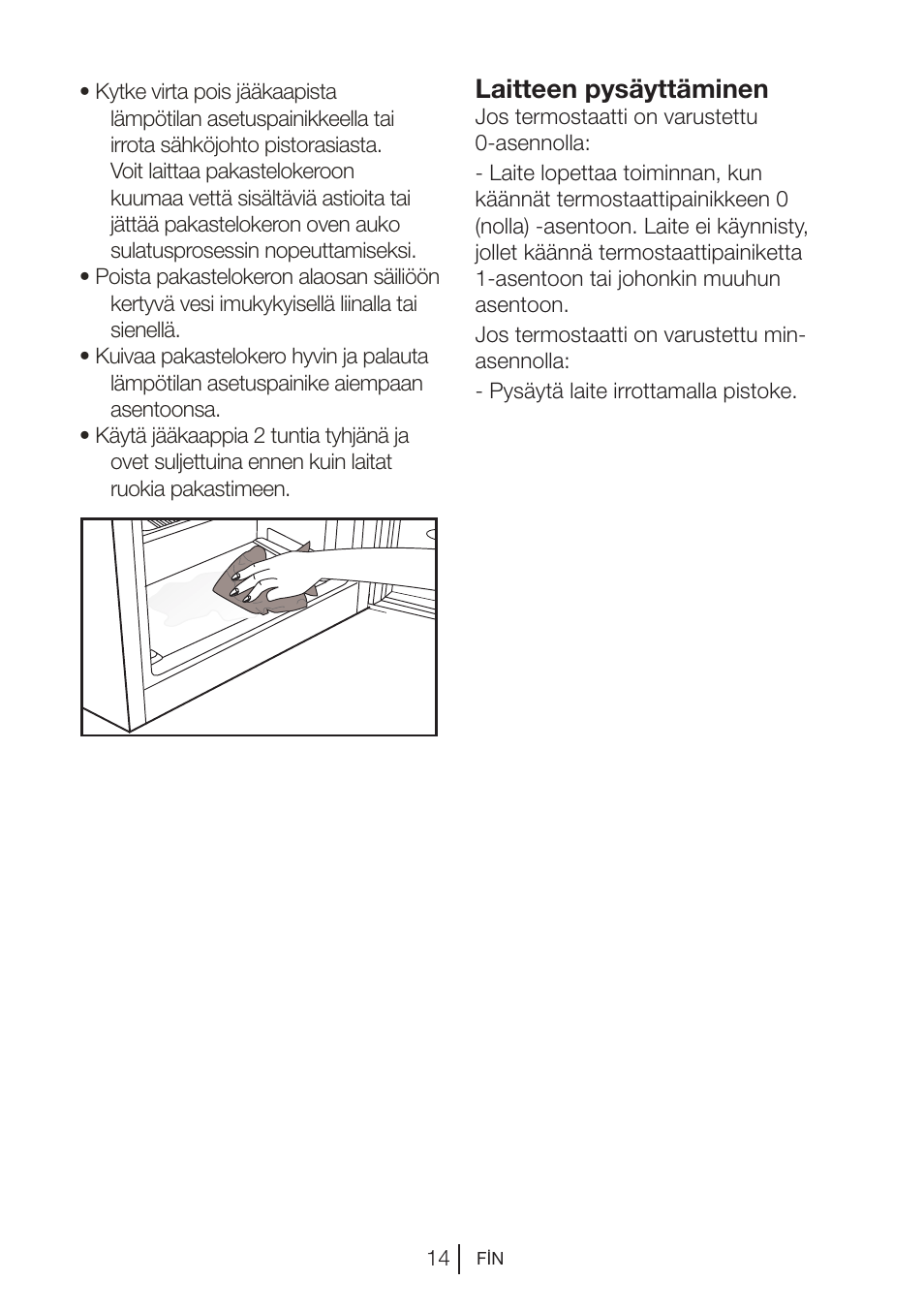 Laitteen pysäyttäminen | Blomberg DSM 9510 X A+ User Manual | Page 146 / 191