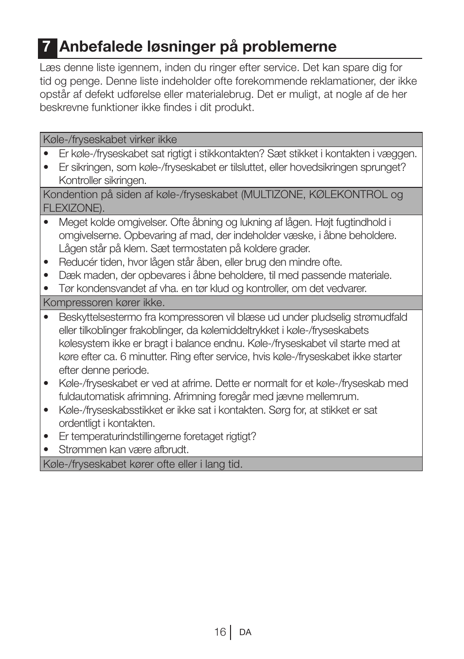 7anbefalede løsninger på problemerne | Blomberg DSM 9510 X A+ User Manual | Page 188 / 191