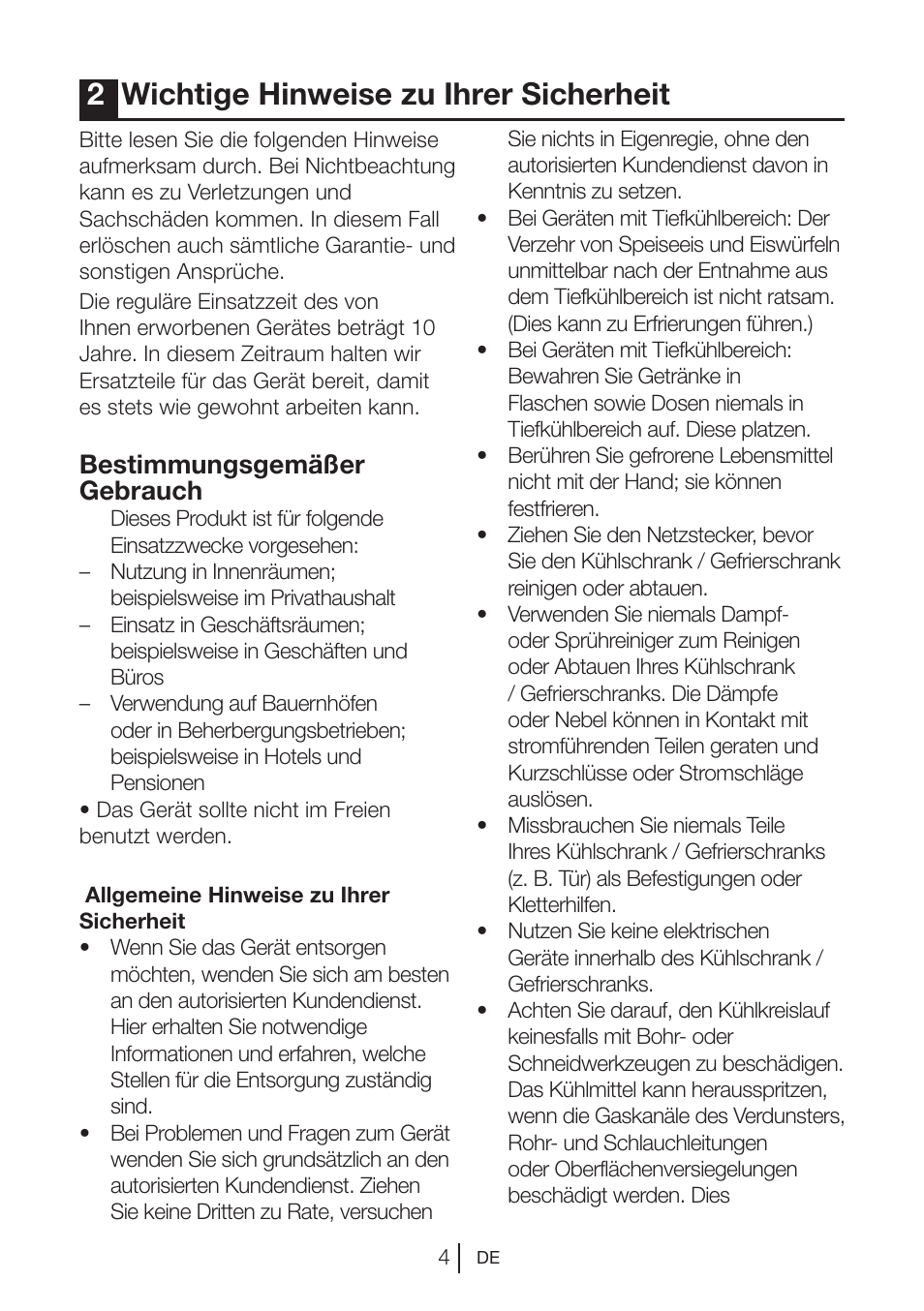2wichtige hinweise zu ihrer sicherheit, Bestimmungsgemäßer gebrauch | Blomberg DSM 9510 X A+ User Manual | Page 24 / 191