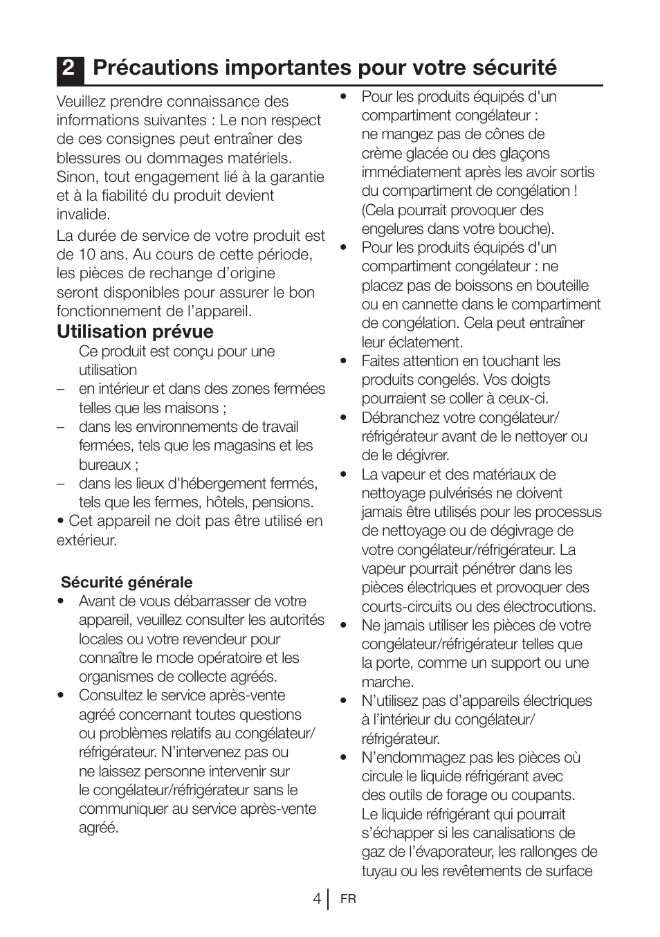 2précautions importantes pour votre sécurité, Utilisation prévue | Blomberg DSM 9510 X A+ User Manual | Page 43 / 191