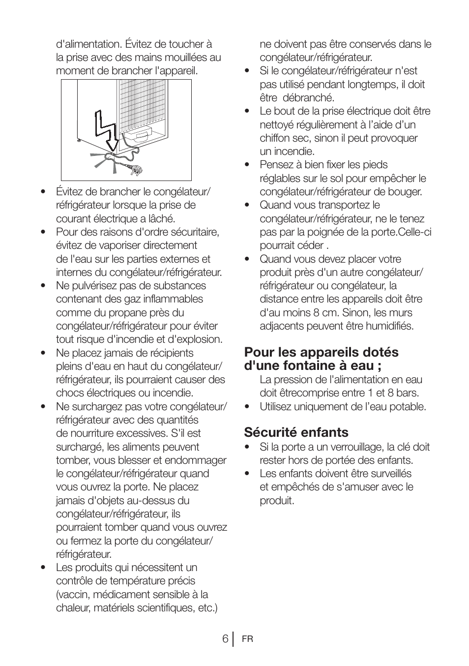 Pour les appareils dotés d'une fontaine à eau, Sécurité enfants | Blomberg DSM 9510 X A+ User Manual | Page 45 / 191